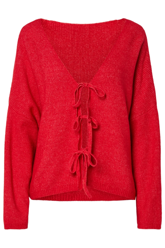 PCOSA LS REV V-NECK TIE KNIT PWP BC 17159364 GOJI BERRY